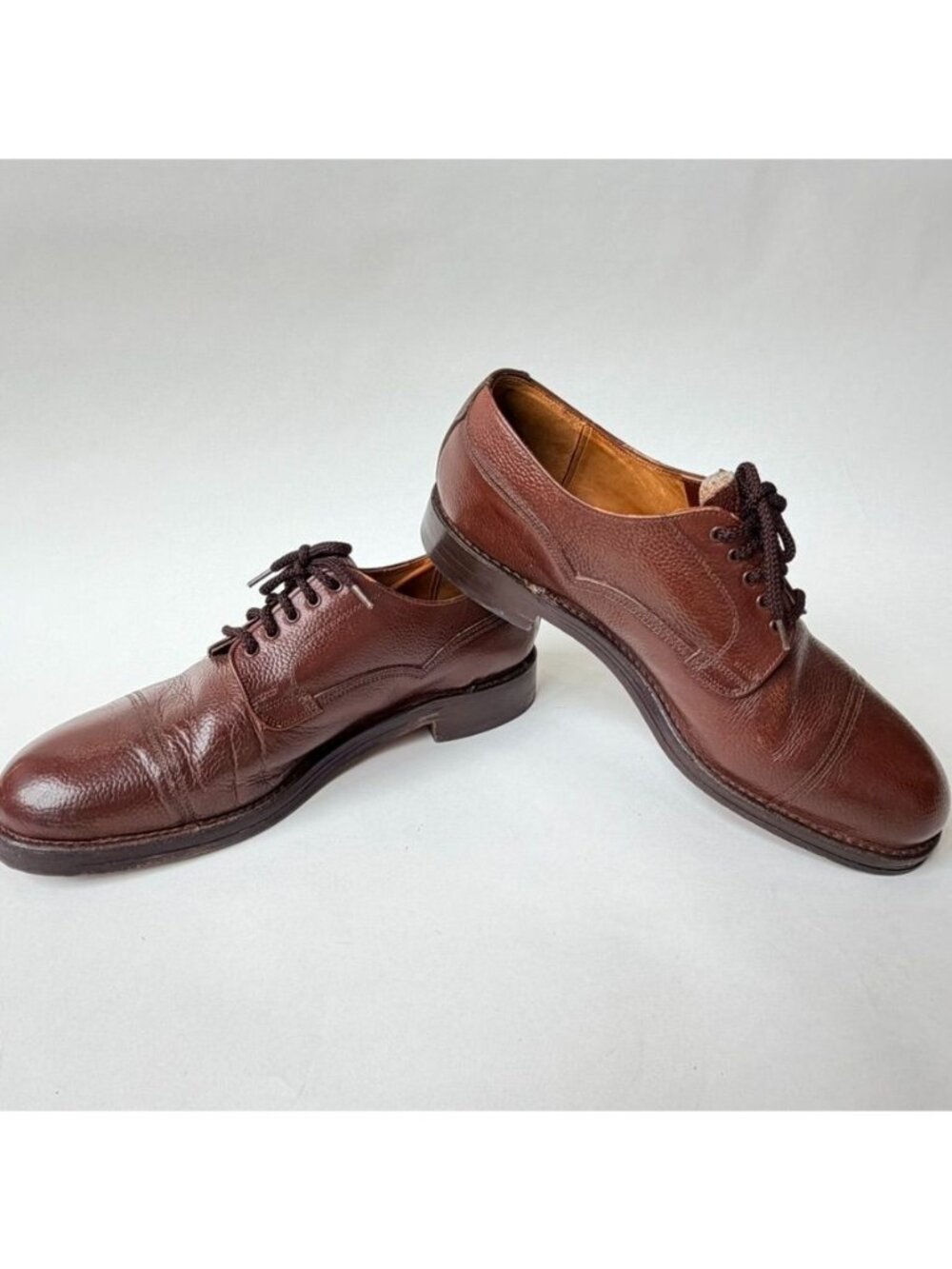 Gieves & Hawkes Veldtschoen Cap Toe Derby Pebble Grain Leather Shoes Men's 10